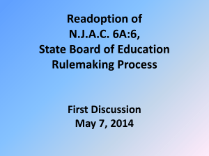 Readoption of N.J.A.C. 6A:6, State Board of Education Rulemaking