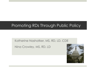 Promoting RDs Through Public Policy