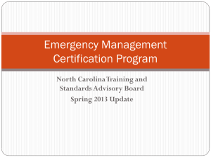 North Carolina Emergency Management Certification