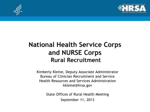 National Health Service Corps and NURSE Corps Rural Recruitment
