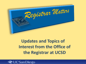 Registrar Matters Presentation (Bill Haid)