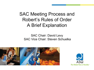 SAC Meeting Process And Robert`s Rules