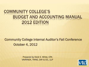 Budget and Accounting manual - Community College Internal Auditors