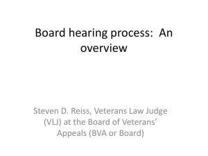 Board hearing process presentation - Court of Appeals for Veterans
