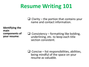 Resume Writing 101 - Baylor University