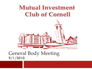 General Body Meeting - Mutual Investment Club of Cornell