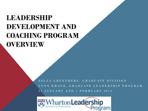 Graduate Leadership Program - Wharton Center for Leadership and