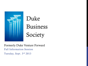 Duke venture forward - Duke Business Society