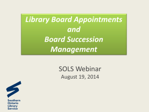 Board Appointments - Southern Ontario Library Service