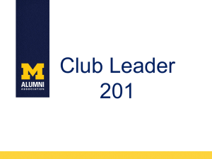 Club Leader 201 Presentation - Alumni Association of the University