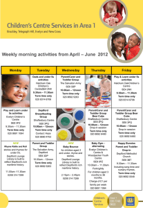 Weekly morning activities from April – June 2012