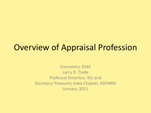 Overview of Appraisal Profession Larry Trede