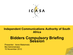 Briefing session presentation for ICASA 27