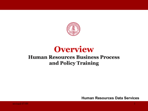 Overview: HR Business Process and Policy Training