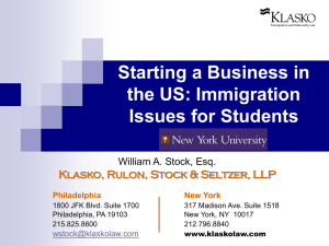 Starting a Business in the US - Klasko, Rulon, Stock & Seltzer, LLP