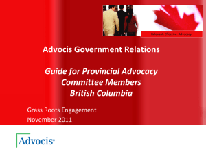 Advocis Government Relations Guide for Provincial Advocacy