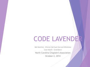 CODE LAVENDER - North Carolina Chaplains` Association