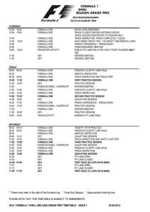 Timetable - Spa Grand Prix