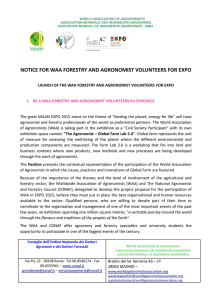notice for waa forestry and agronomist volunteers for expo