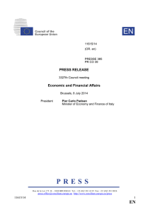 PRESS RELEASE Economic and Financial Affairs