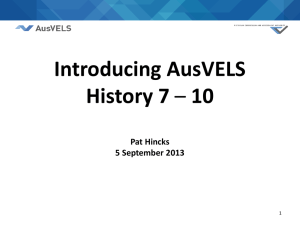 Introducing AusVELS History 7 – 10