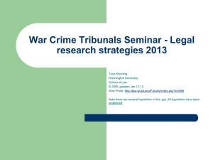 War crime tribunal seminar - Washington University School of Law