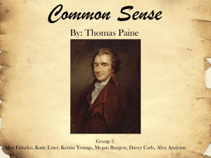 Common Sense By: Thomas Paine