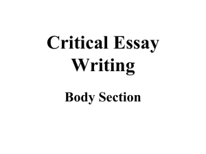 Critical Essay Structure 3 - Body