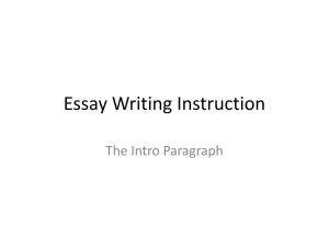 Essay Writing Instruction Intro Paragraph
