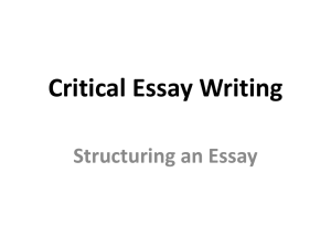 Critical Essay Writing Introduction