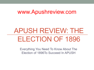 APUSH Review, The Election of 1896