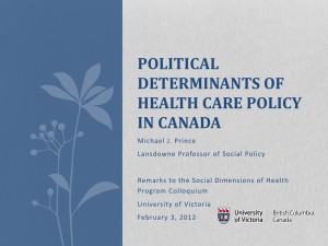 Political Determinants of Health Care Policy in Canada