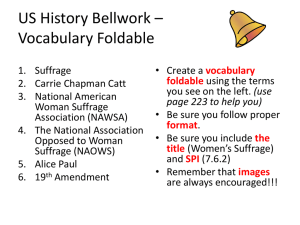 7.6.2 Women`s Suffrage - Mrs. Wray`s US History Class