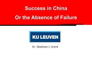 Success in China Or the Absence of Failure