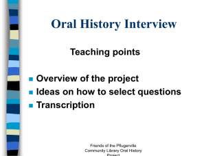 ORAL HISTORY INTERVIEW