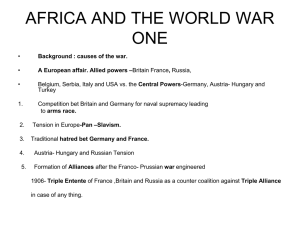 AFRICA AND THE WORLD WAR ONE