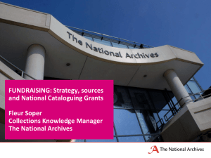 Fundraising strategy and cataloguing grants