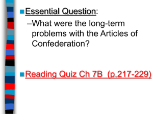 Problems with the Articles of Confederation and Calls for the
