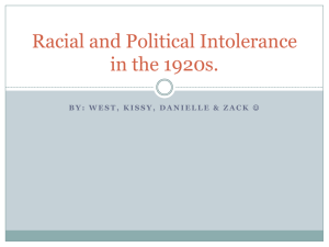 Racial and Political Intolerance in the 1920s.