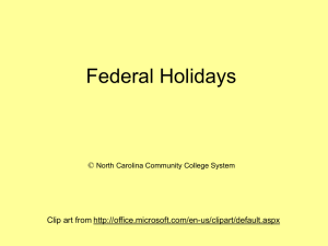 Lesson 20: Federal Holidays - NC-NET