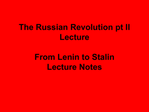 From Lenin to Stalin Lecture Notes