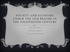Society and Economy Under the old regime in the eighteenth century