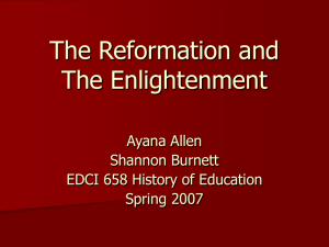 The Reformation and The Enlightenment