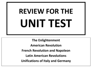 REVIEW FOR THE UNIT 8 TEST