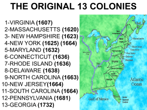 The Original 13 Colonies Powerpoint