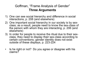 Goffman, “Frame Analysis of Gender”