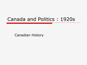 Canada and Politics : 1920s