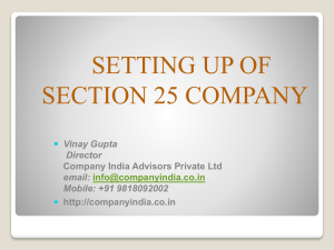setting up of section 25 company - Company Registration in India