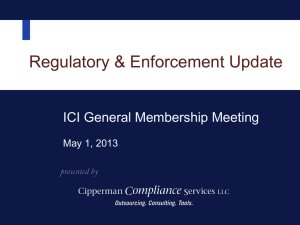 ICI Legal Forum: May 1, 2013 - Cipperman Compliance Services