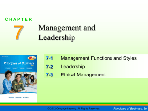 Chapter 7 - Management and Leadership